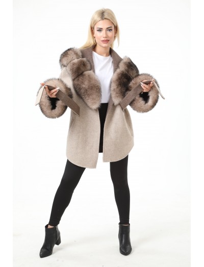 Alpaca Fabric Fox Collar Short Coat