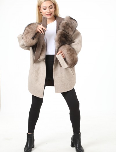 Alpaca Fabric Fox Collar Short Coat