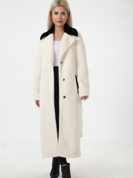Alcantara Topcoat Astragan Collar Leather Slit Coat
