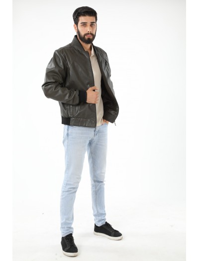 Genuine Jumbo Leather Knitted College Coat
