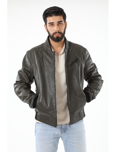 Genuine Jumbo Leather Knitted College Coat